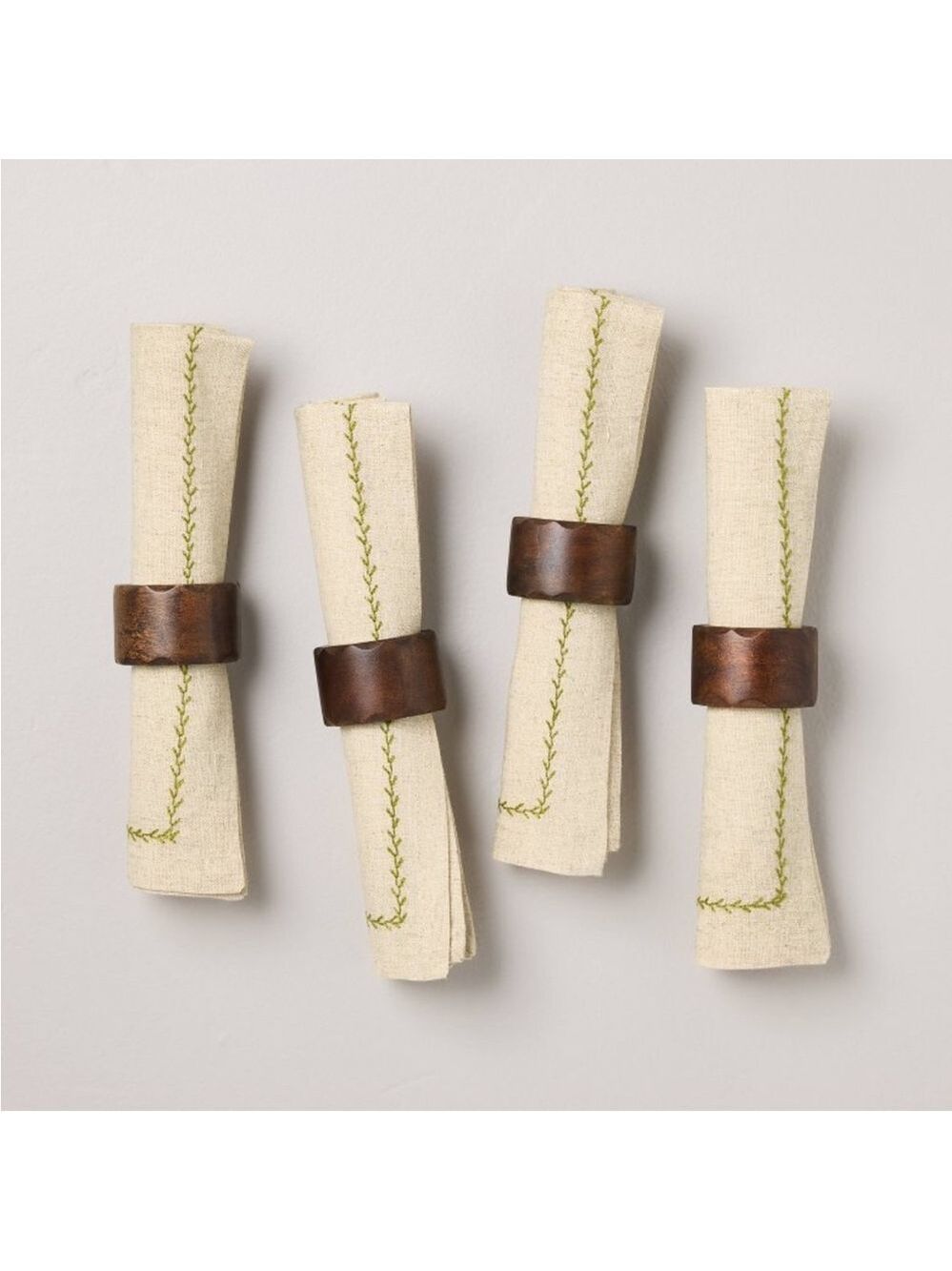 4-Piece Carved Edge Napkin Ring Set - Hearth & Hand with Magnolia